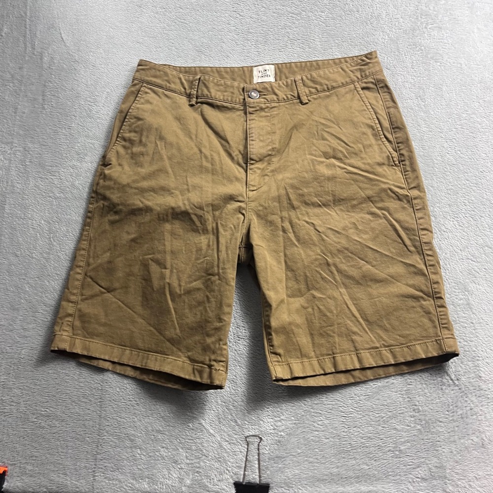 Flint and Tinder Mens 365 Chino Shorts Brown Size 33 Cotton Stretch Casual
